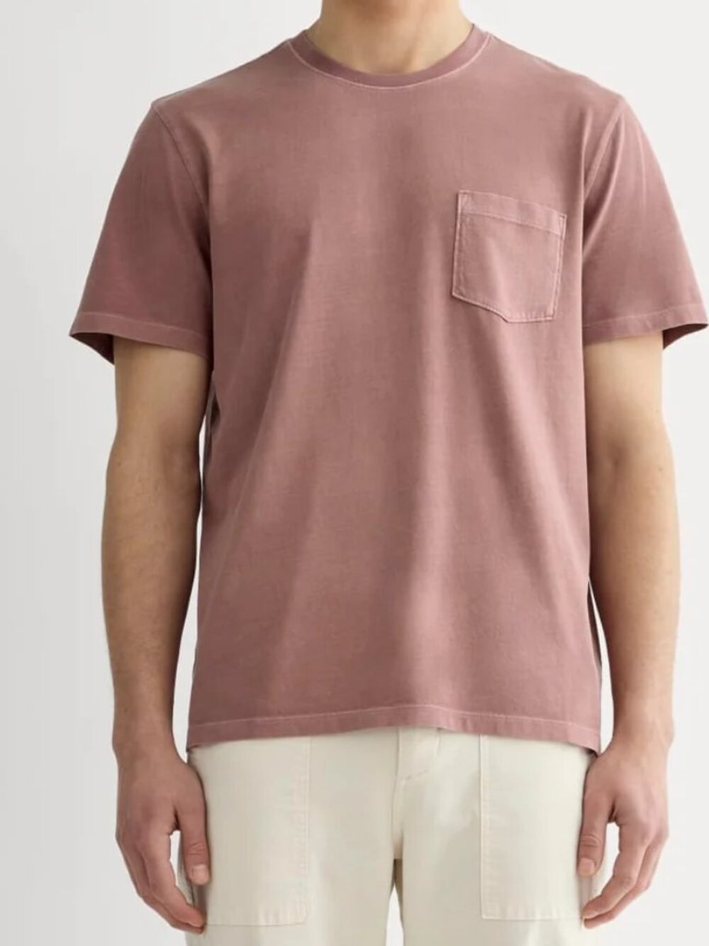 Everlane Essential Organic Garment Dyed Crew Shirt Men's Size Large Pink Brown